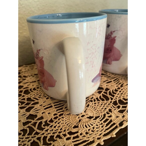 Set of 4 Vintage Pink Pig Out Coffee Mugs - Picture 7 of 9